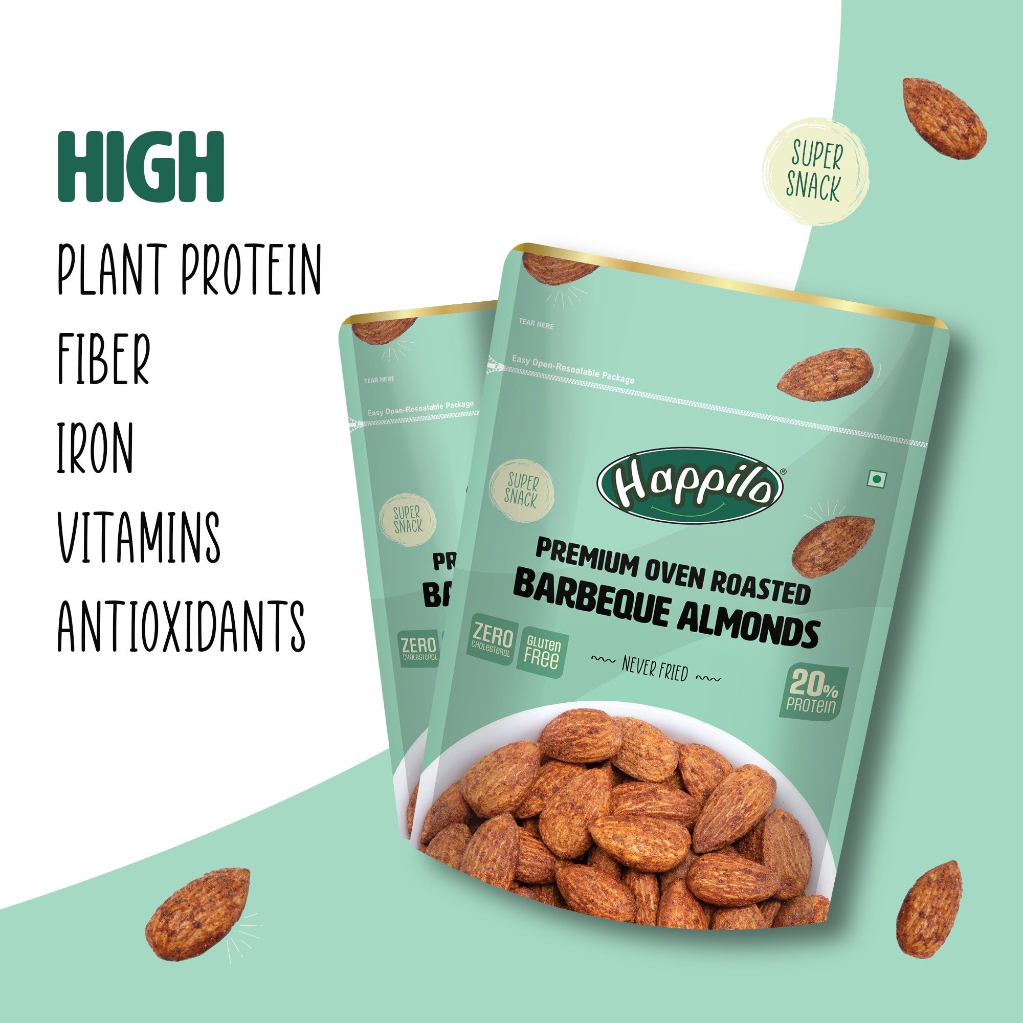 Happilo Premium Oven Roasted Californian Barbeque Almonds