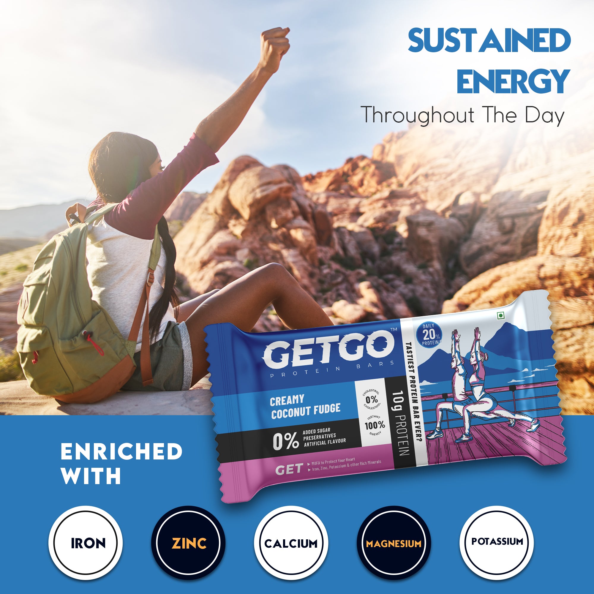 GetGo Indian Creamy Coconut Fudge Protein Bar 43g