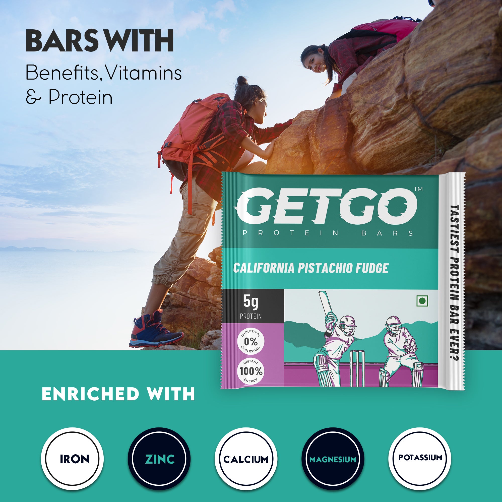 GetGo California Pistachio Fudge Protein Bar 22g