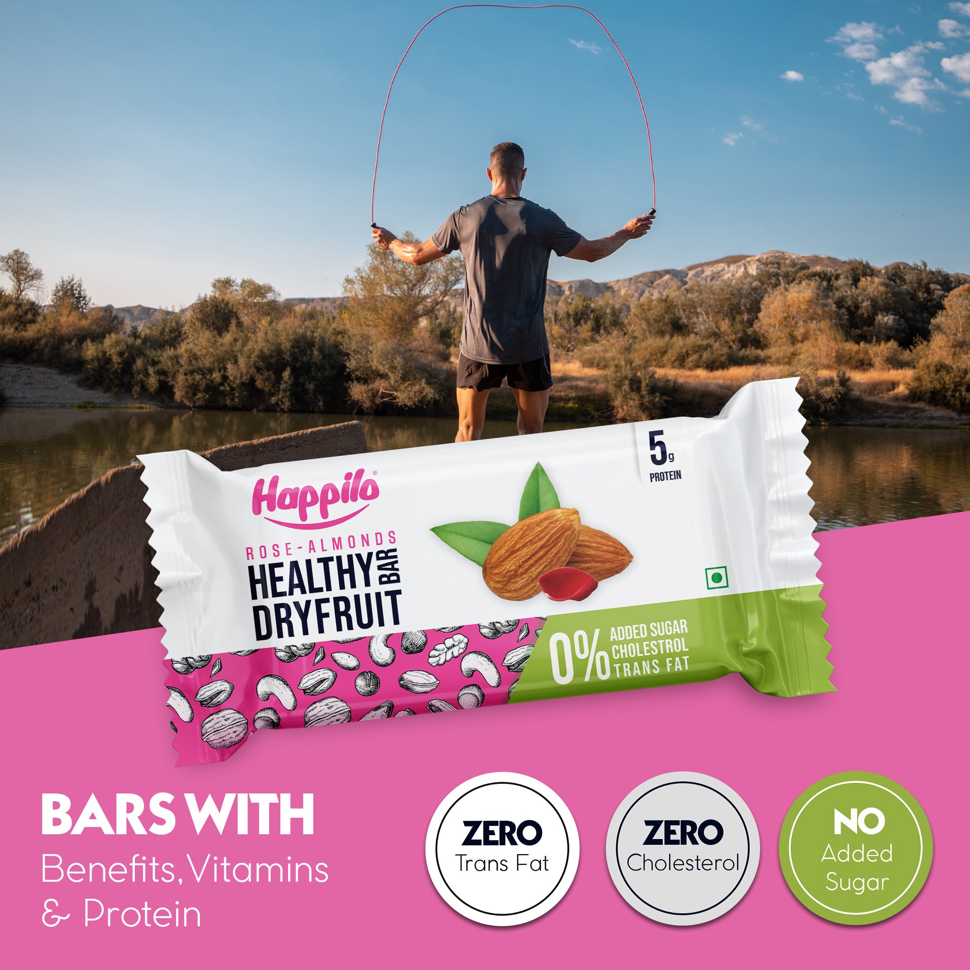 Rose Almonds Dry Fruit Bar Pack (6x35g)