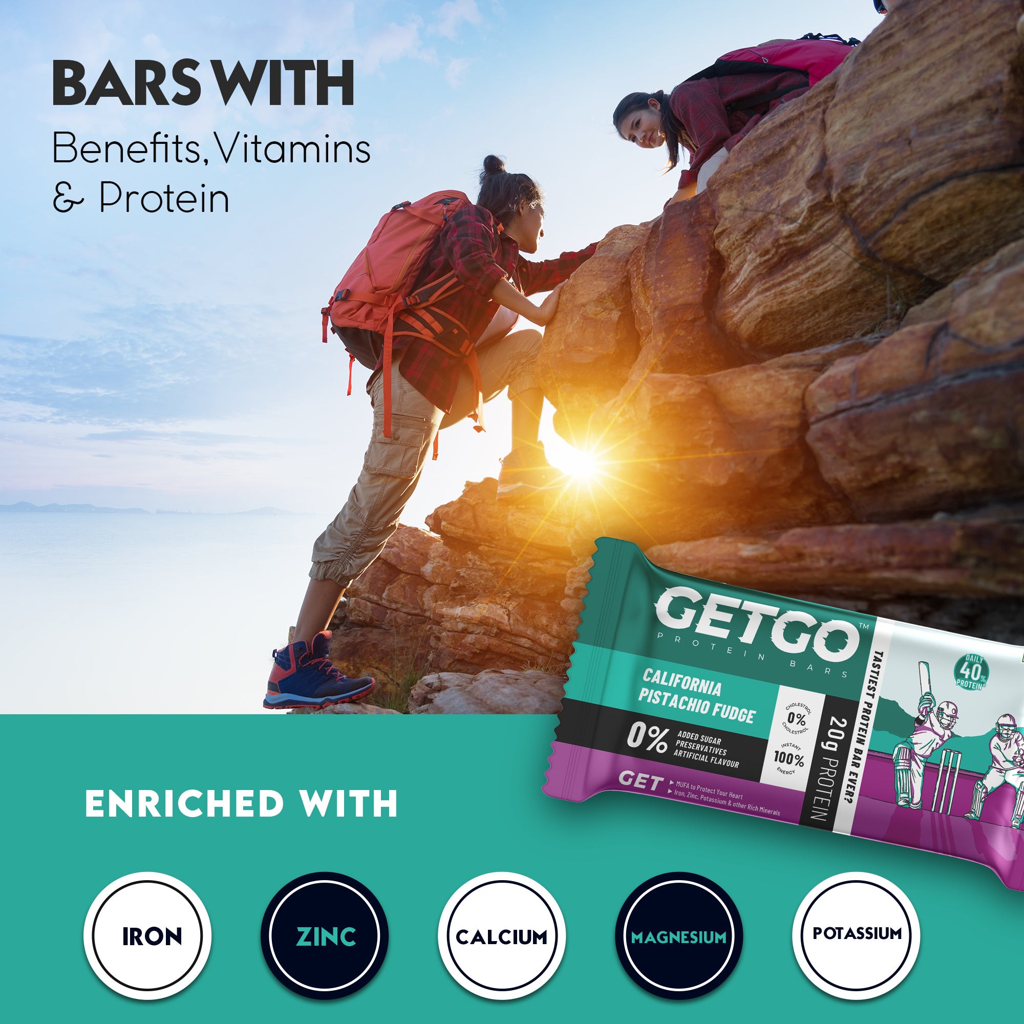 GetGo California Pistachio Fudge Protein Bar 85g