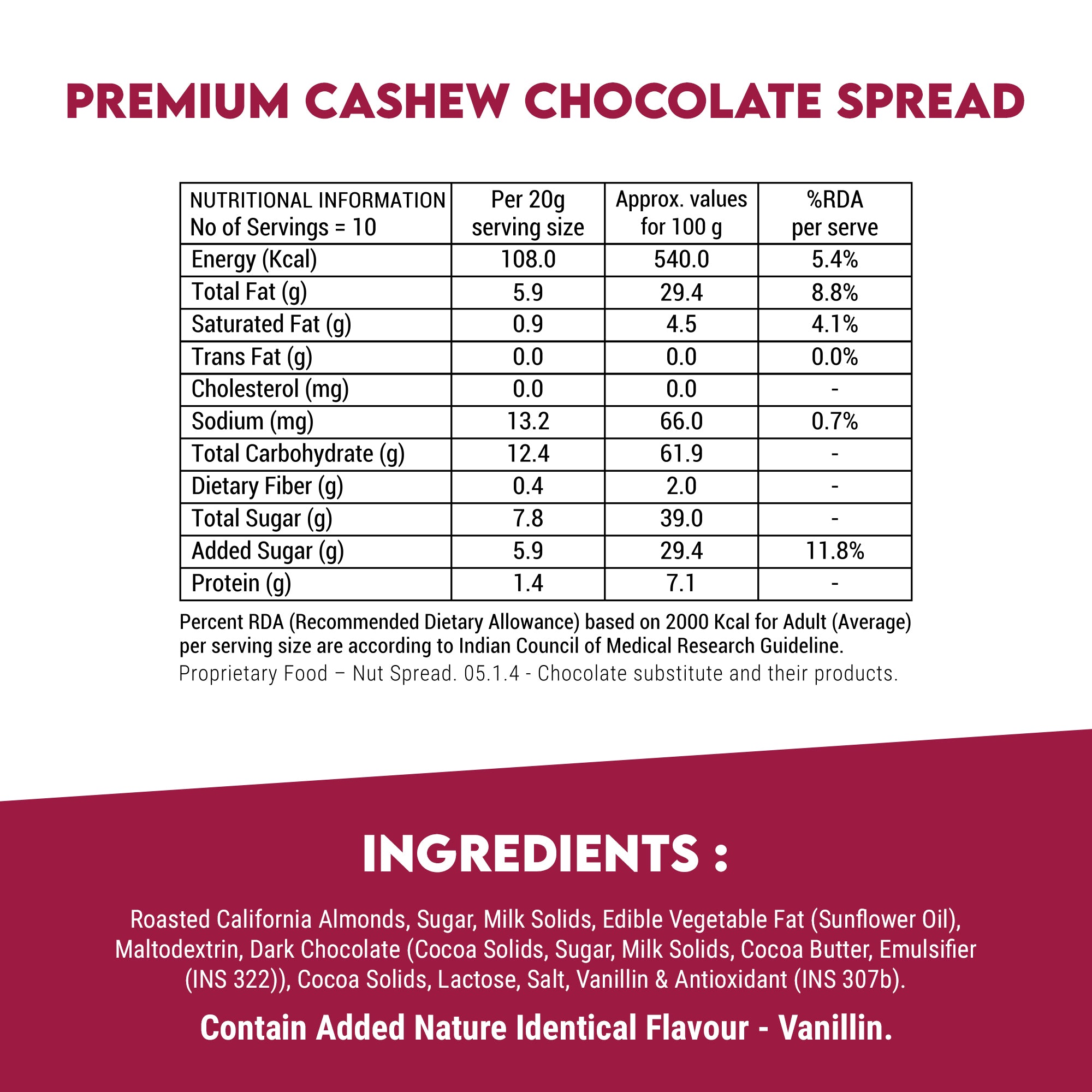 Happilo Premium Chocolate Cashew Spread 200g