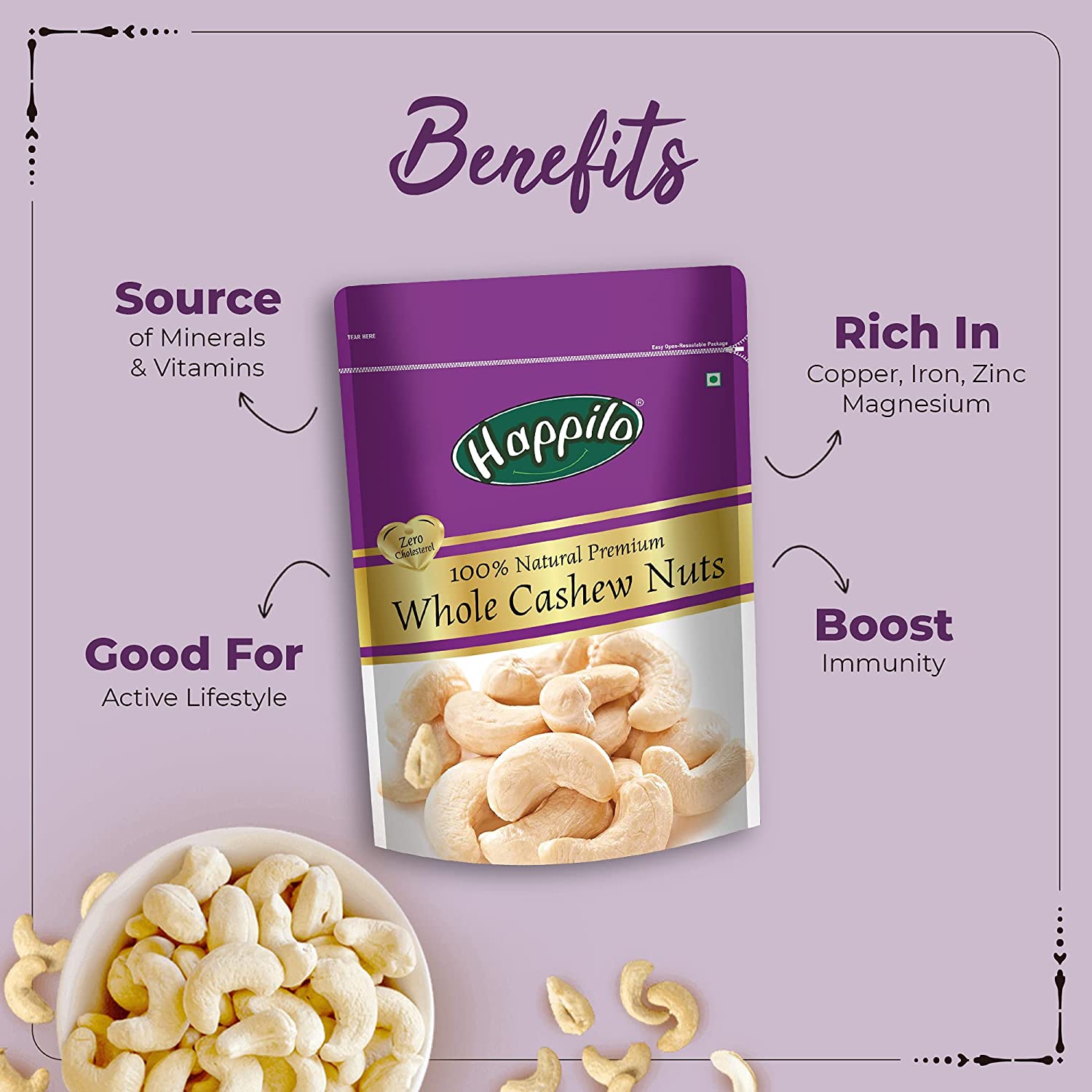 Happilo Premium Dry Fruit Combo 1400g (Almond 500g, Cashews 500g, Pistachios 200g & Inshell Walnuts 200g)