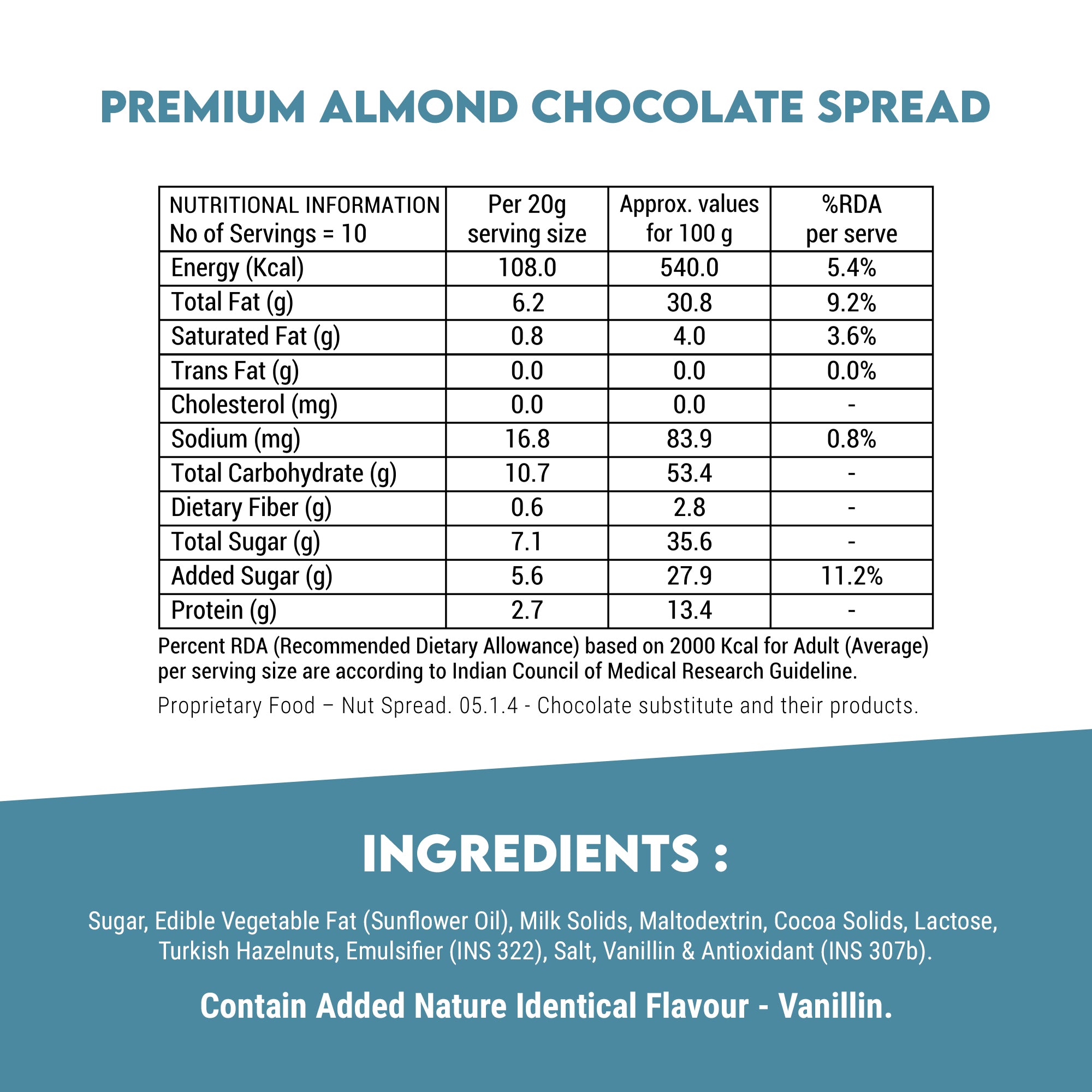 Happilo Premium Chocolate Almond Spread 200g