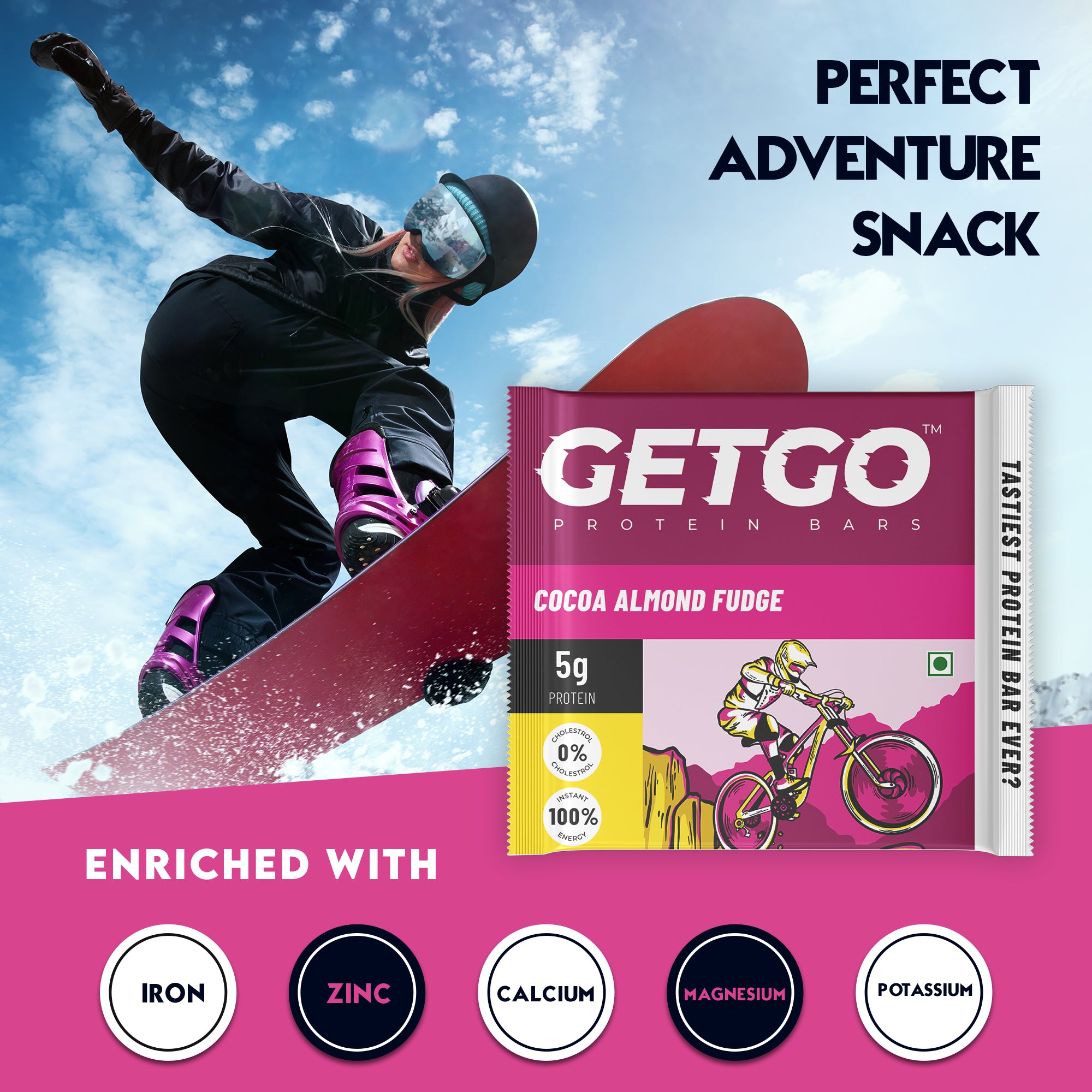 GetGo Cocoa Almond Fudge Protein Bar 22g