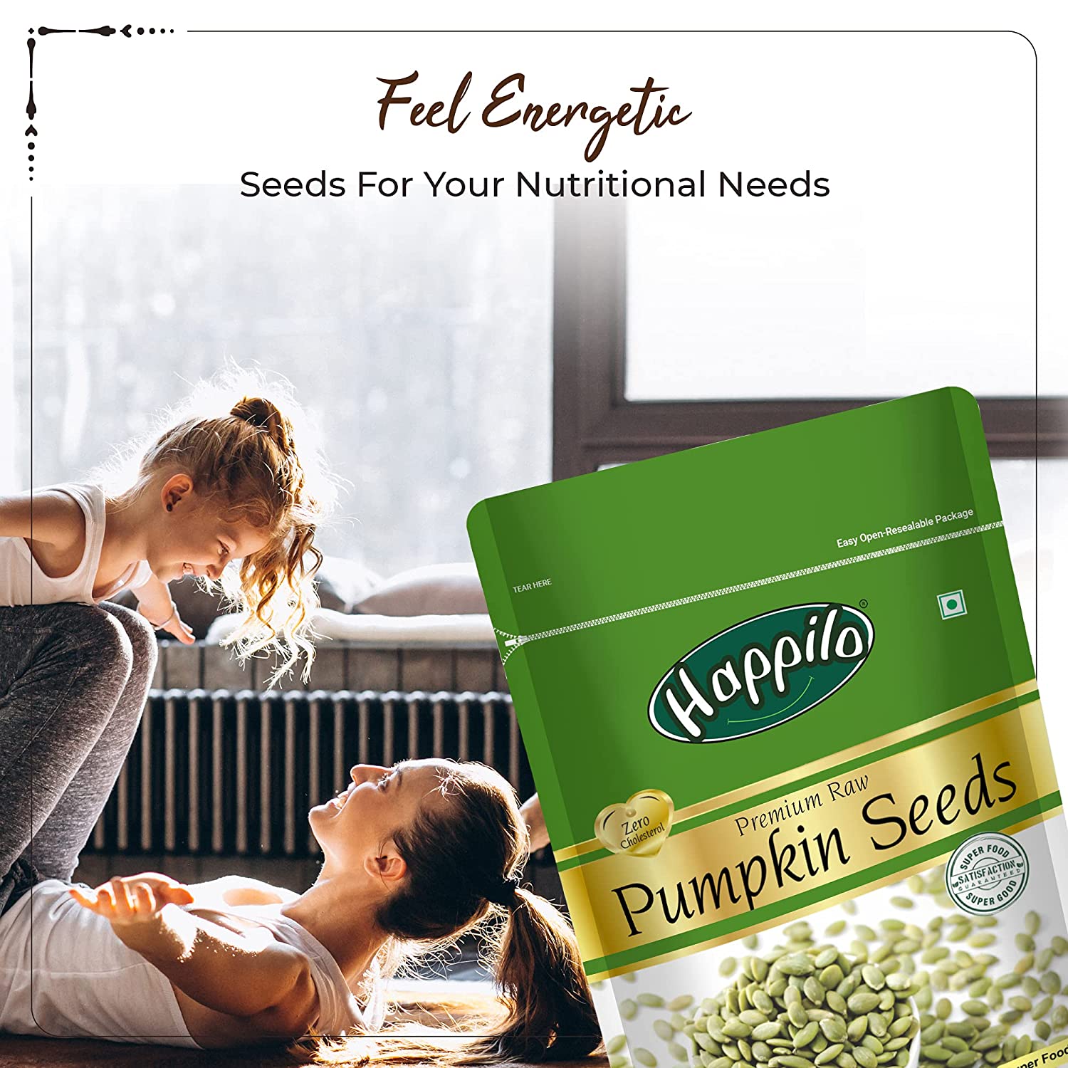 Happilo Healthy Raw Seeds Combo (Chia 250g Natural Sunflower 250g Natural Pumpkin 200g & Melon Seeds 250g) 950g