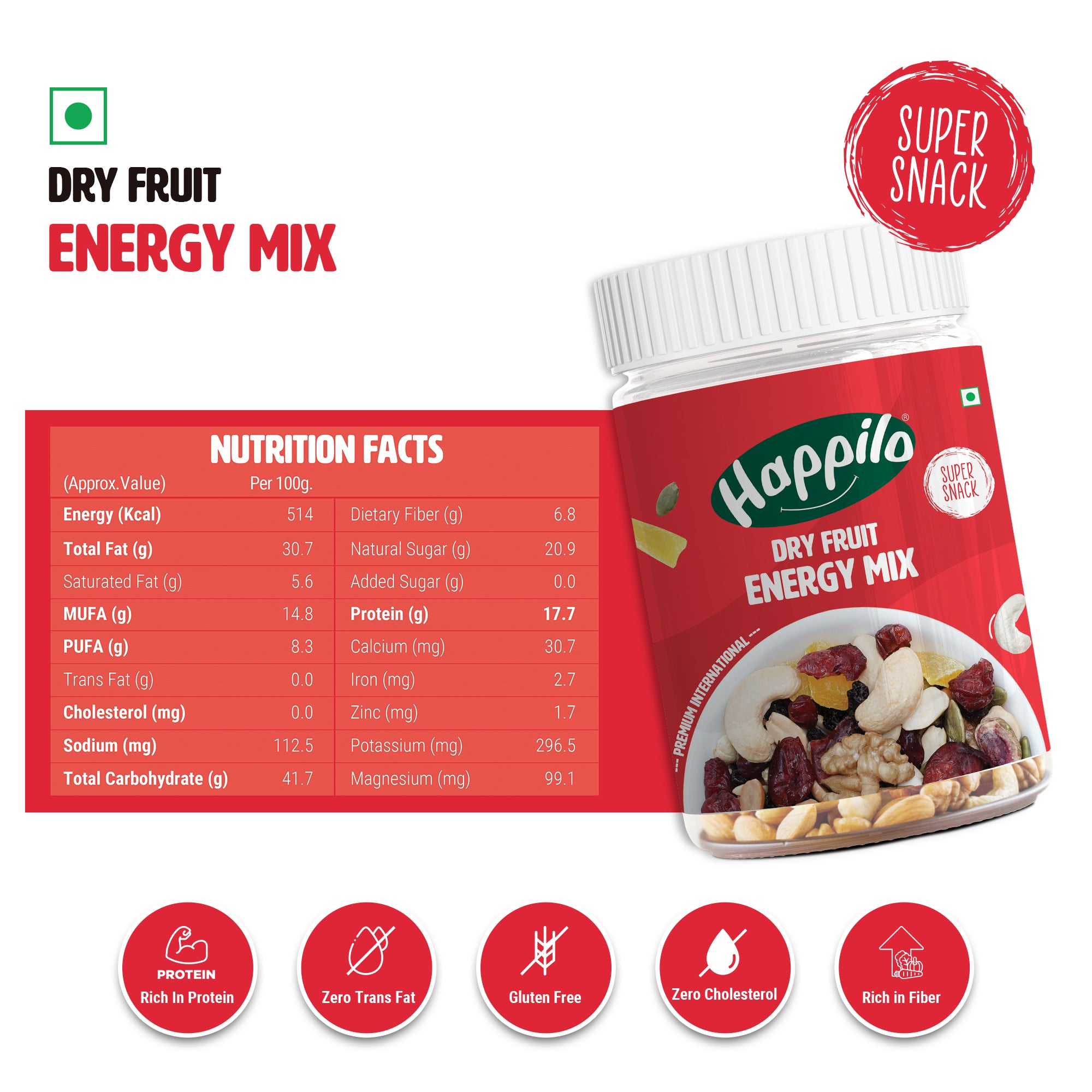 Happilo Premium International Dry Fruit Energy Mix 200g