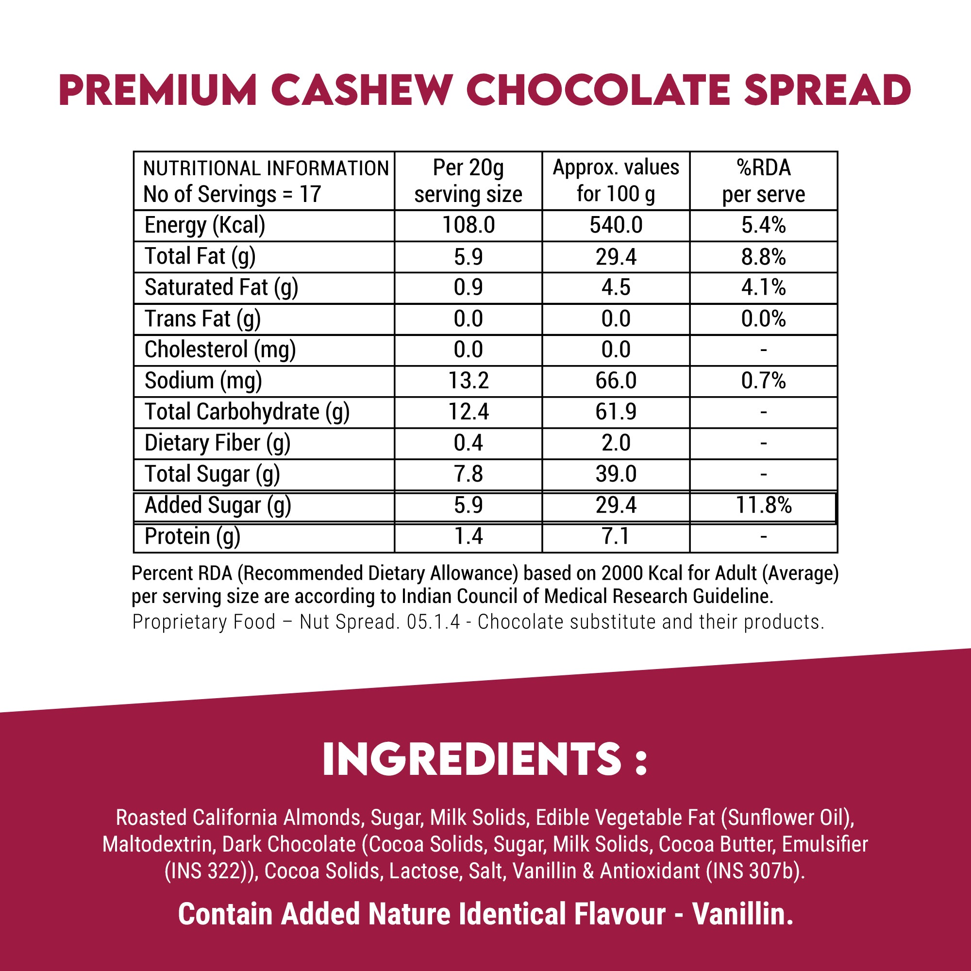 Happilo Premium Chocolate Cashew Spread 350g