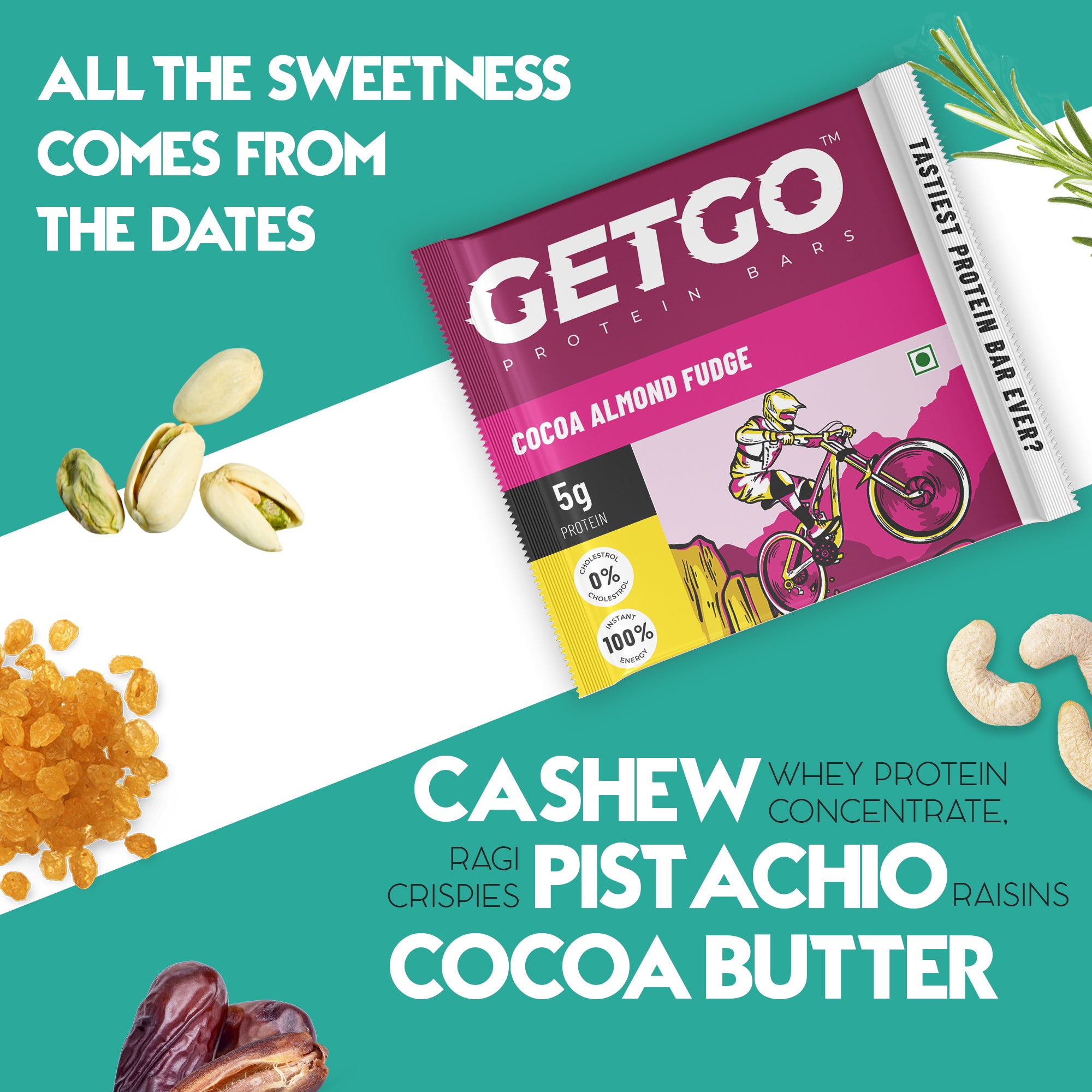 GetGo California Pistachio Fudge Protein Bar 22g