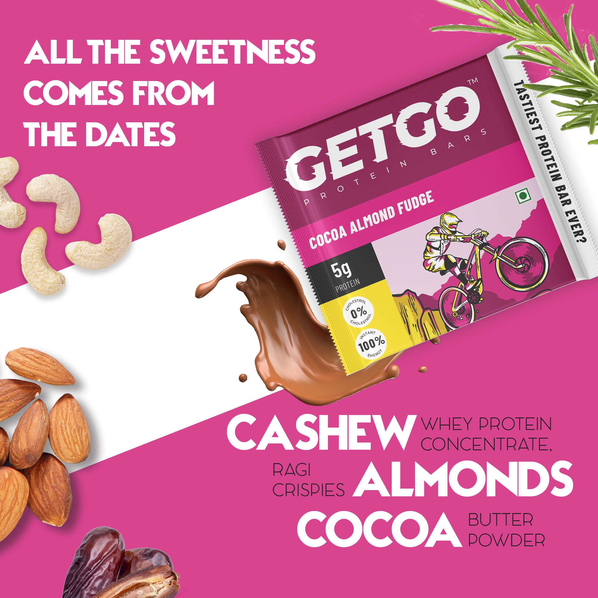 GetGo Cocoa Almond Fudge Protein Bar 22g