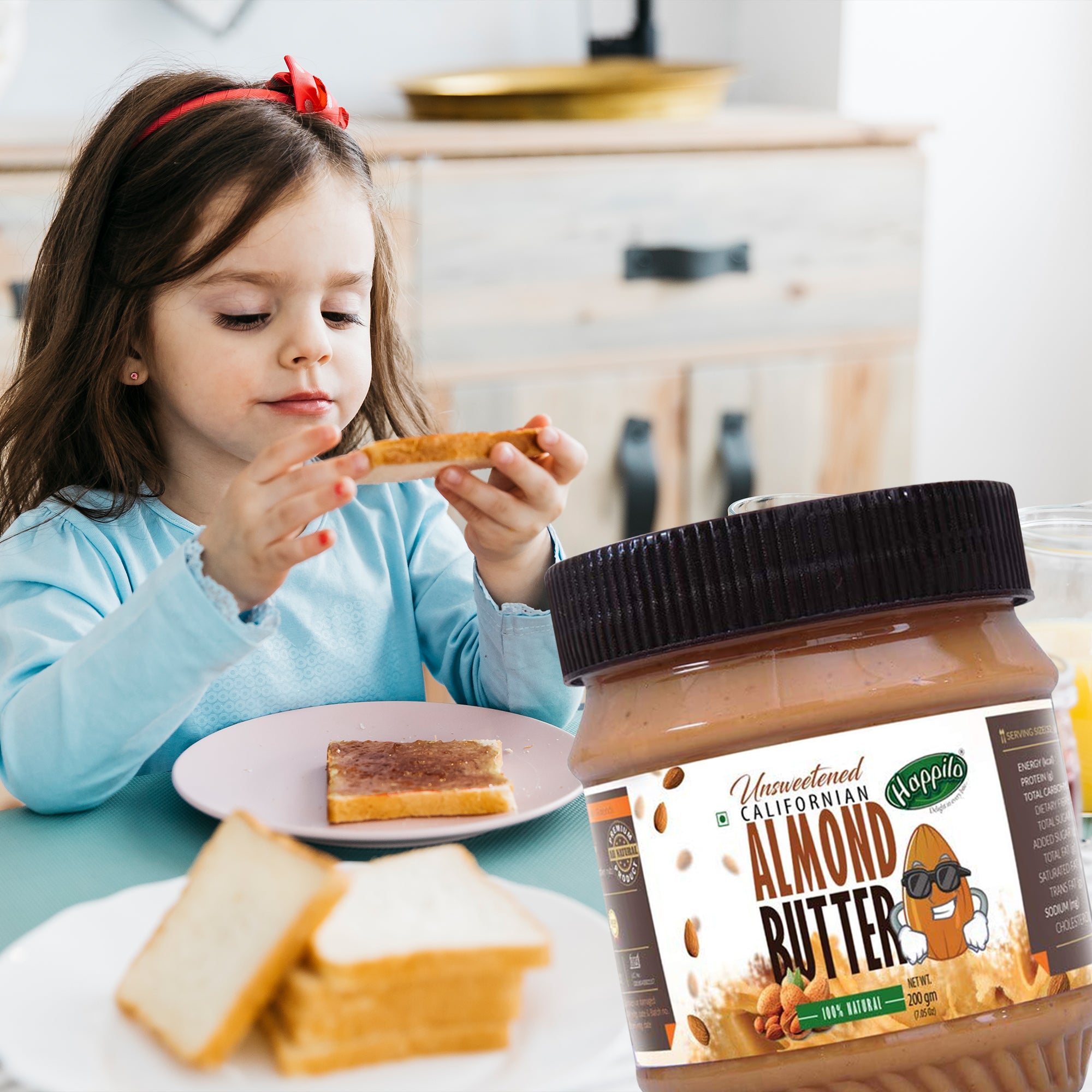 Happilo All Natural Californian Almond Butter (Unsweetened, High Protein, Gluten Free, Vegan)