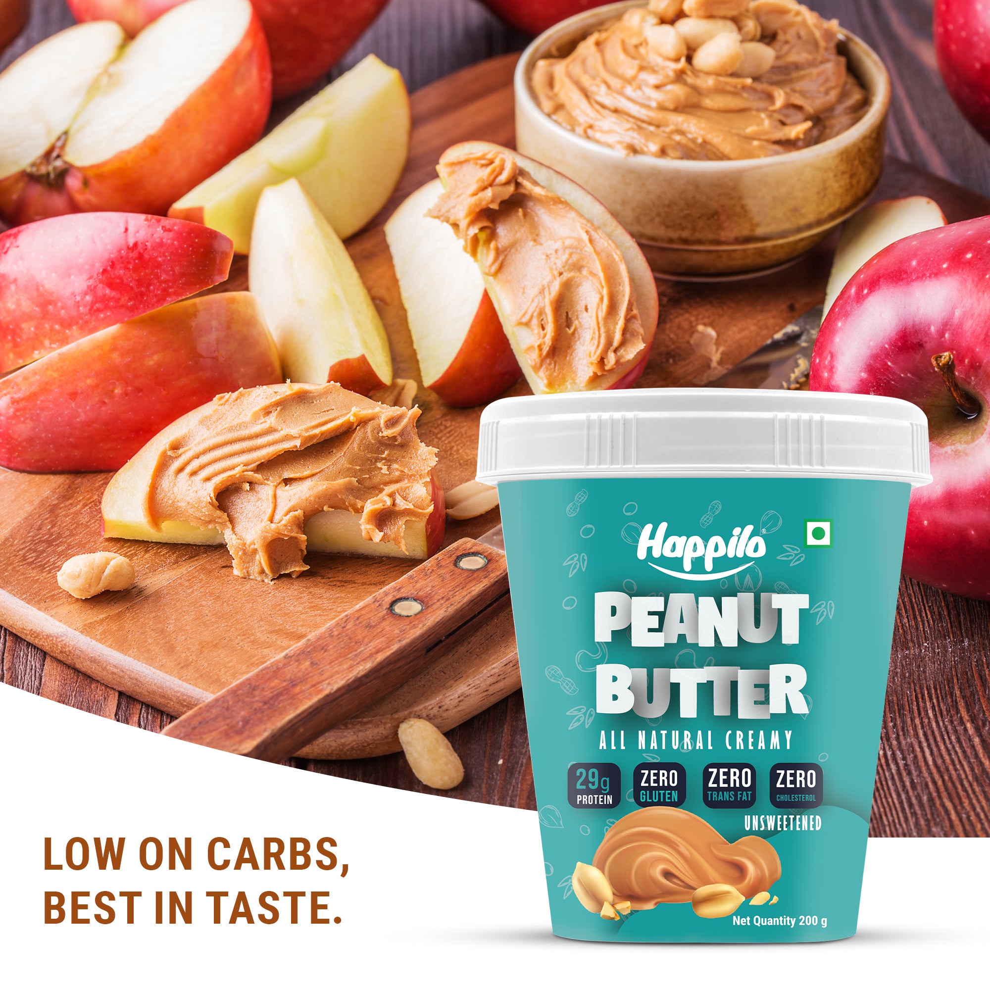Happilo Peanut Butter All Natural Unsweetened Creamy 200g