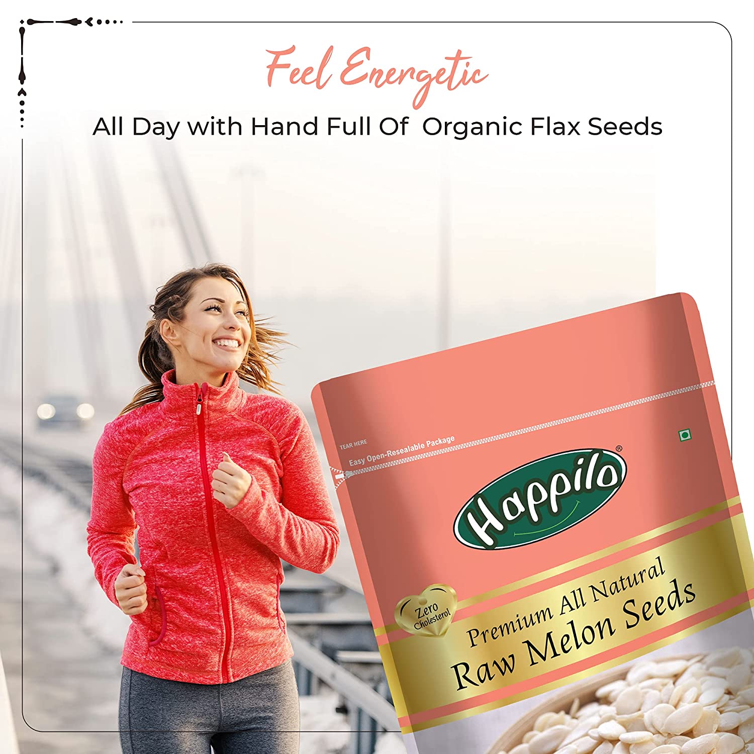 Happilo Healthy Raw Seeds Combo (Chia 250g Natural Sunflower 250g Natural Pumpkin 200g & Melon Seeds 250g) 950g