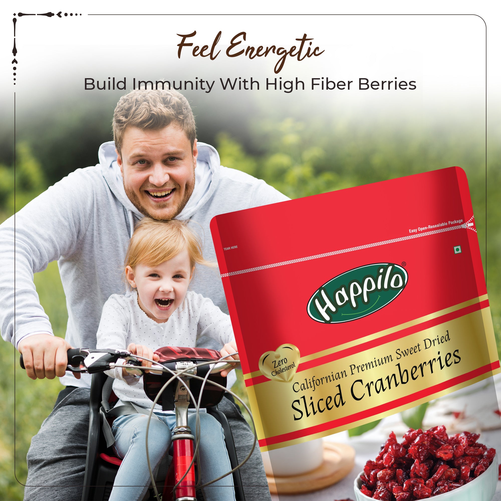 Happilo Premium Californian Sliced Dried Cranberries