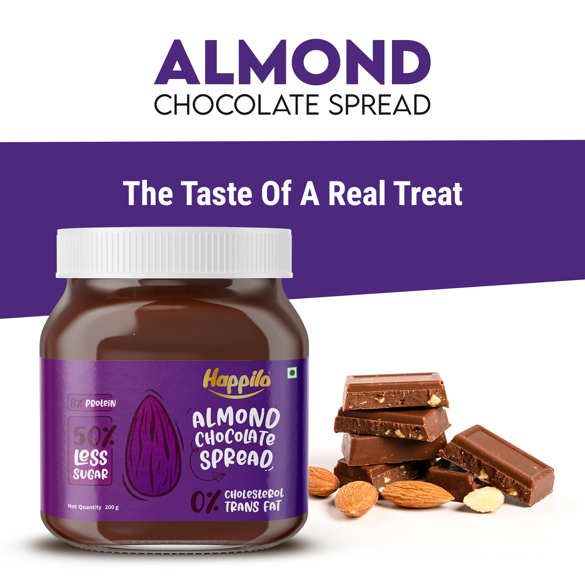 Happilo Chocolate Almond Spread 200g