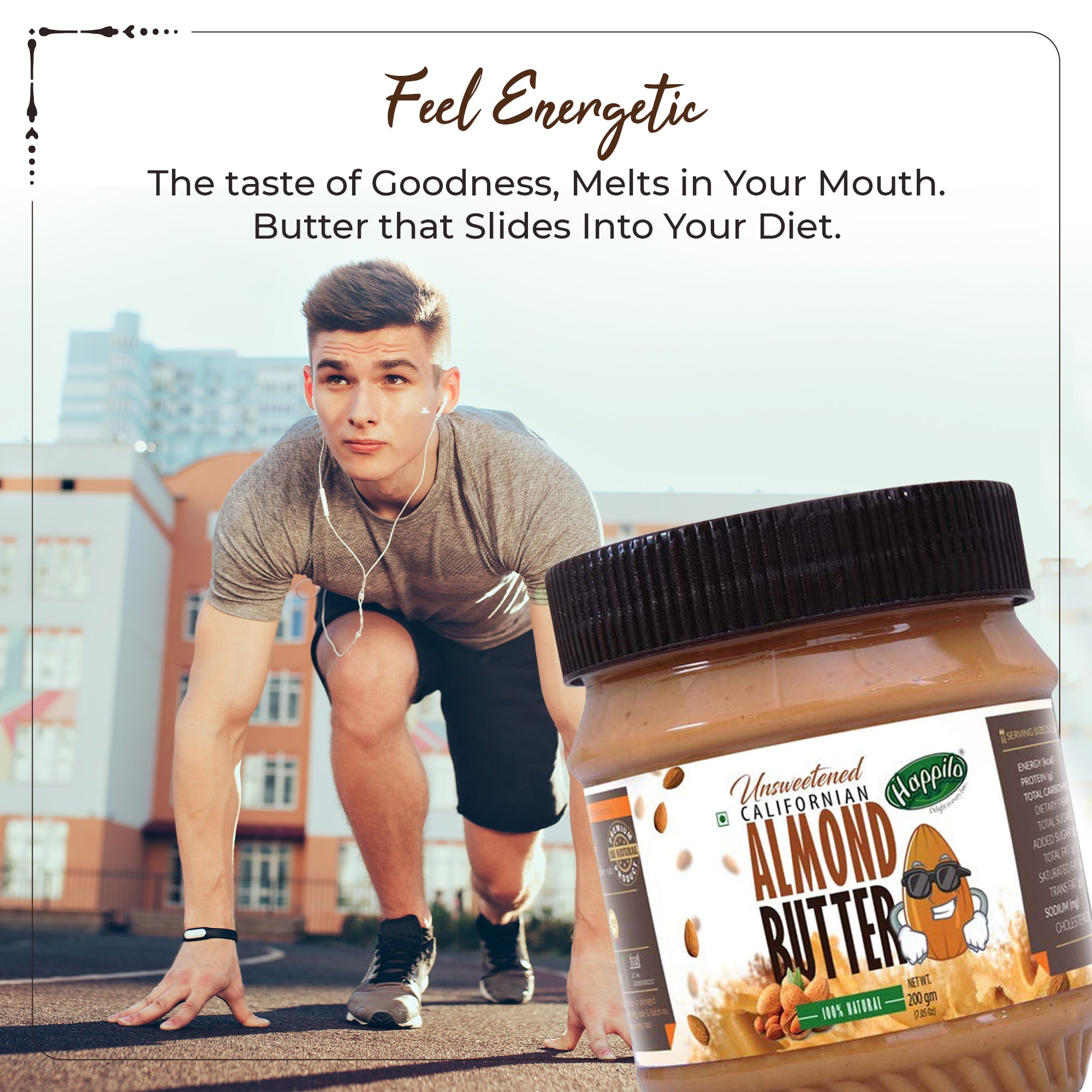 Happilo All Natural Californian Almond Butter (Unsweetened, High Protein, Gluten Free, Vegan)