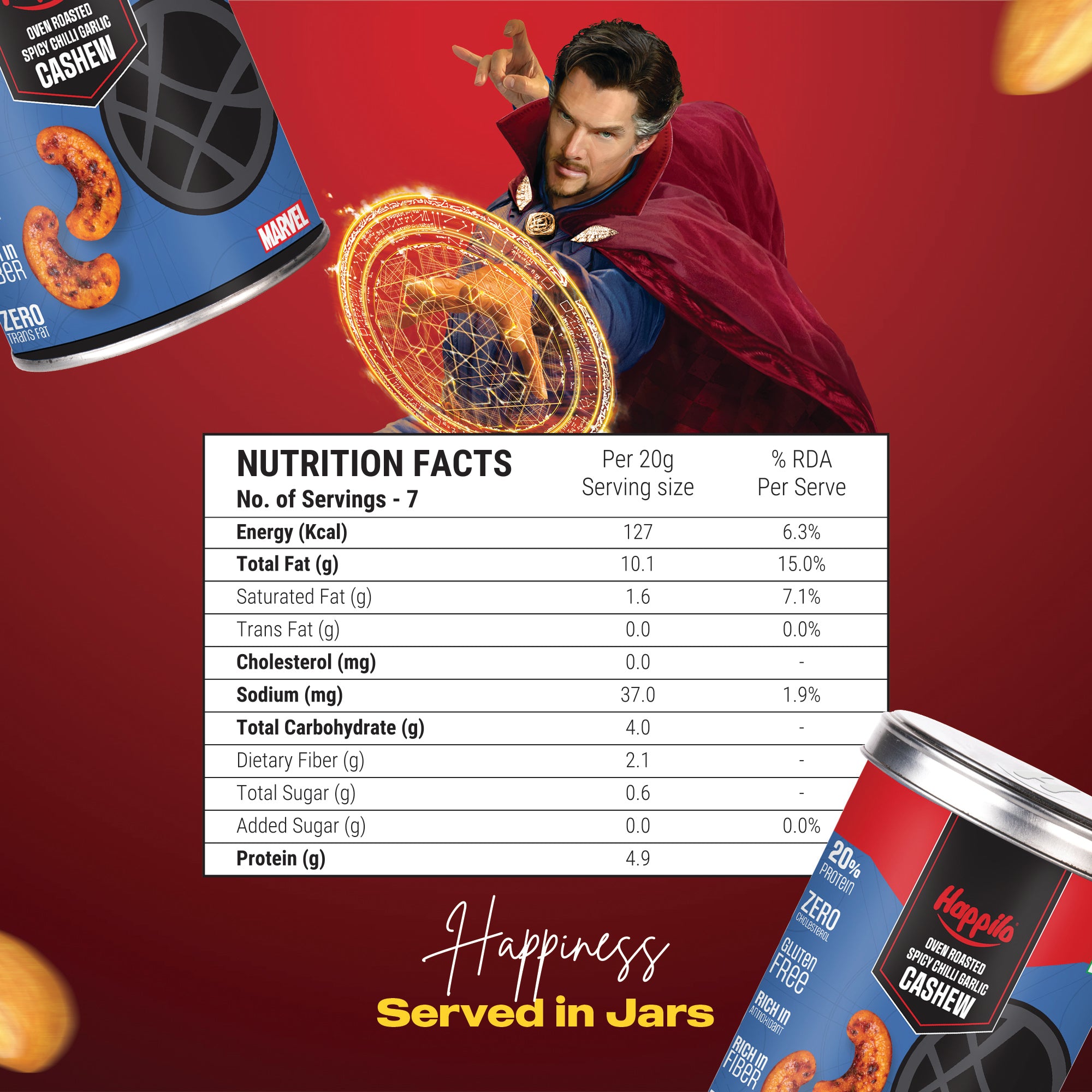 Dr. Strange Edition Oven Roasted Cashews Spicy Chilly Garlic 150g
