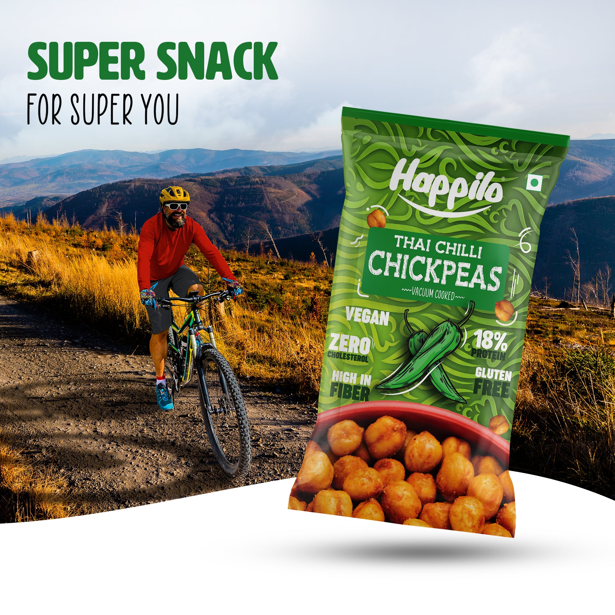 Happilo Premium Super Snack Thai Chili Chickpeas 22g, Crunchy and Delicious, Super Healthy