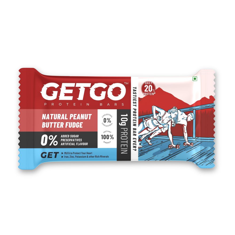 GetGo Protein Bars Assorted 258g (43g each Pack of 6), California Almond Fudge, California Pistachio Fudge, Turkish Hazelnut Cocoa Fudge, Cocoa Almond Fudge, Indian Creamy Coconut Fudge, Natural Peanut Butter Fudge