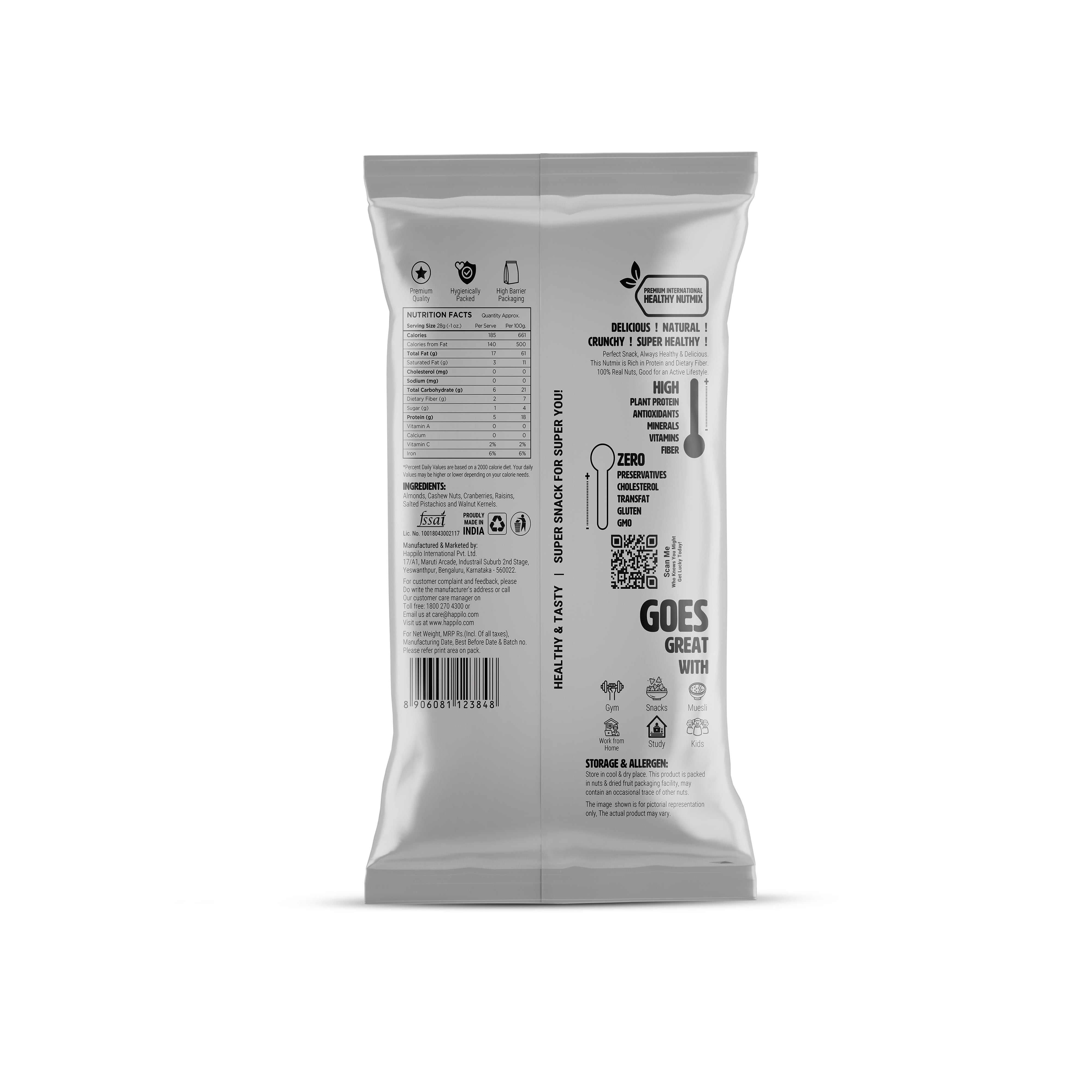 Happilo Smart Snack Healthy Nutmix 15g + 3g (20% Extra)