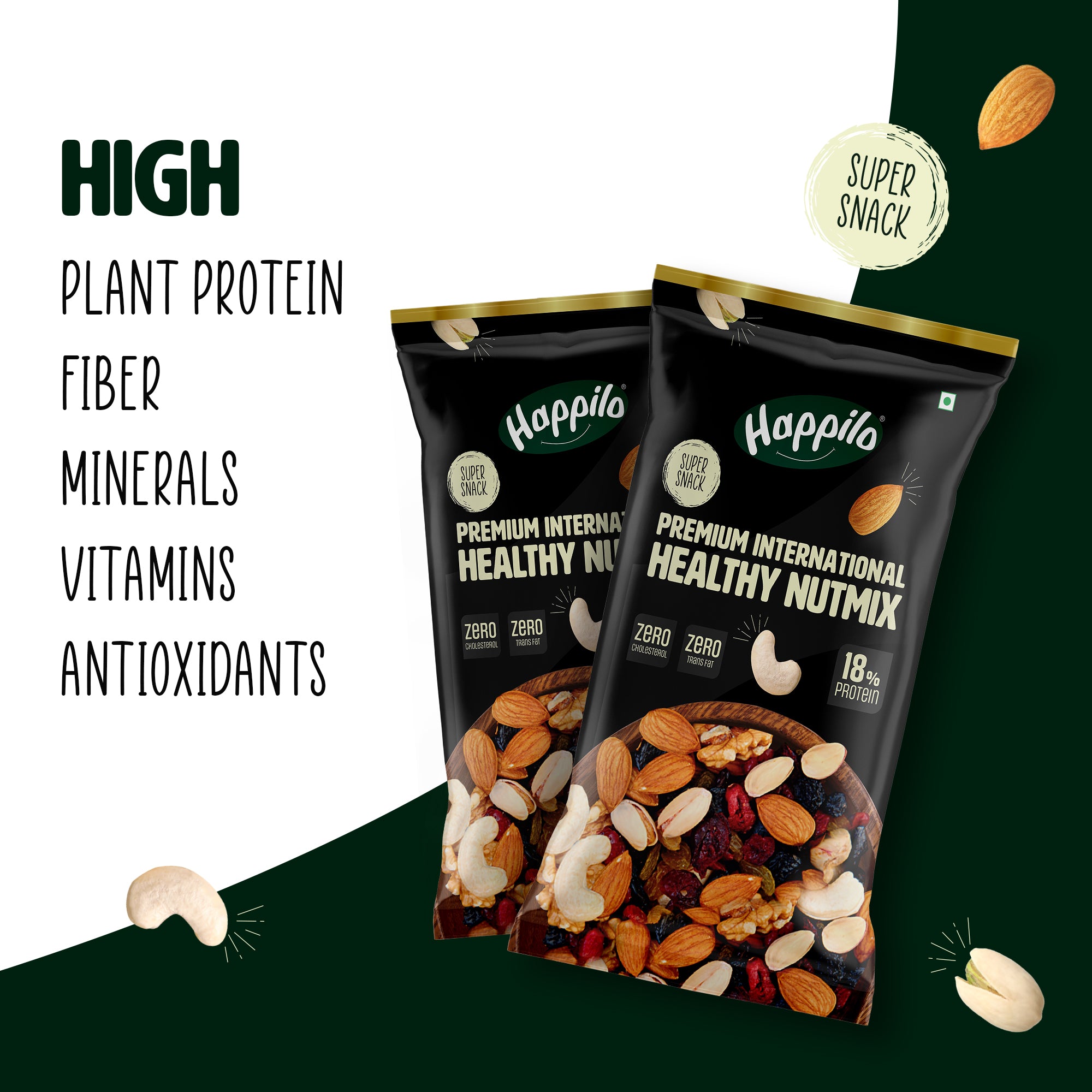 Happilo Smart Snack Healthy Nutmix 15g + 3g (20% Extra)
