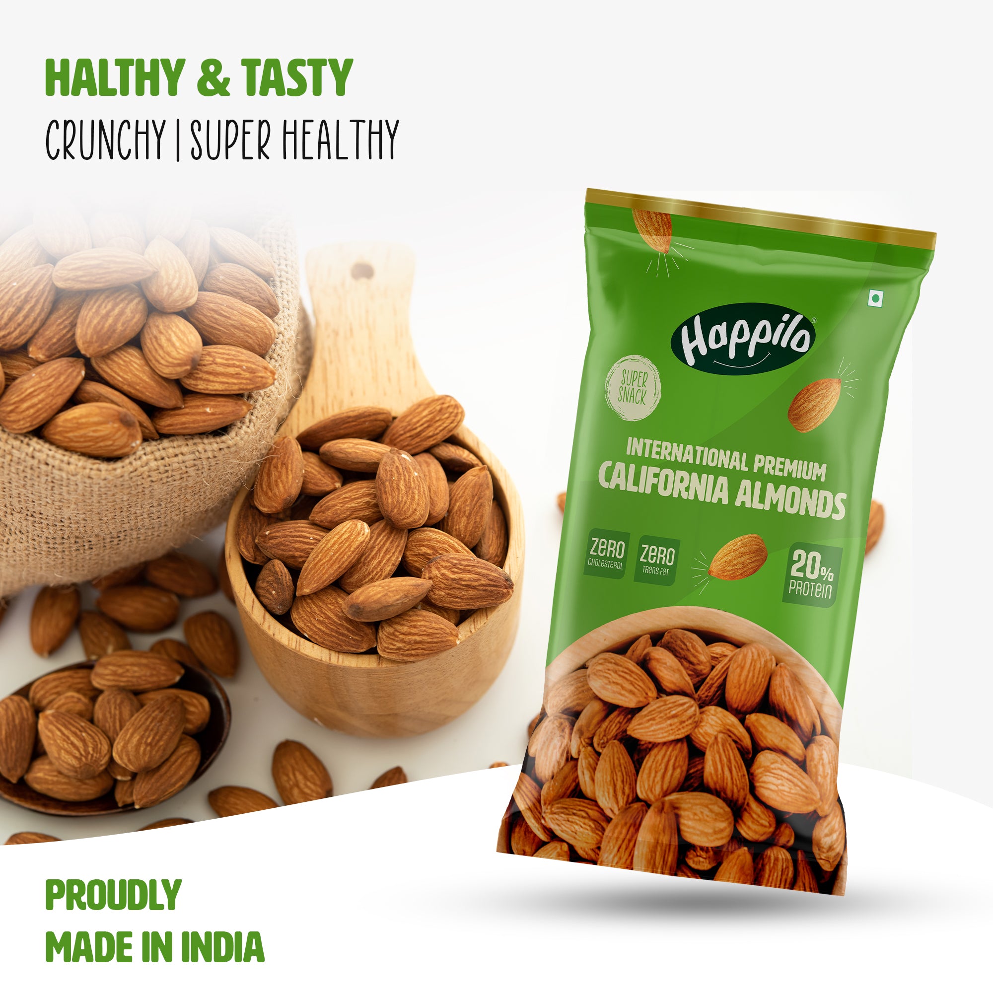 Happilo Smart Snack Natural Californian Almonds 15g