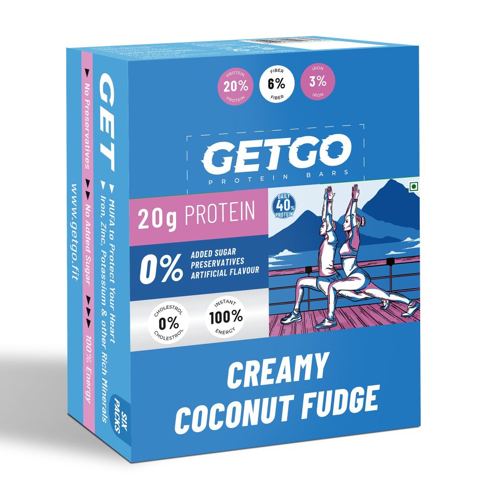 GetGo Indian Creamy Coconut Fudge Protein Bar 85g
