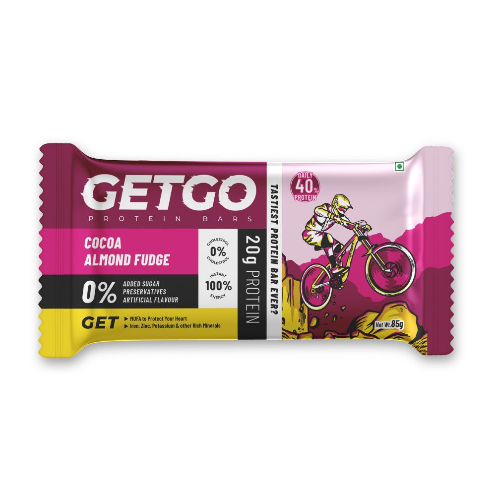 GetGo Protein Bars Assorted 510g (85g each Pack of 6) California Almond Fudge, California Pistachio Fudge, Turkish Hazelnut Cocoa Fudge, Cocoa Almond Fudge, Indian Creamy Coconut Fudge, Natural Peanut Butter Fudge