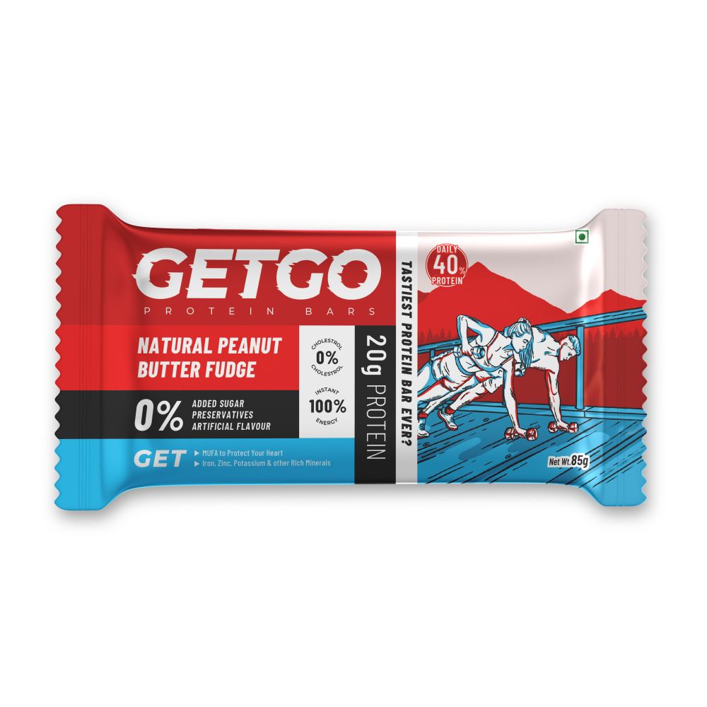 GetGo Protein Bars Assorted 510g (85g each Pack of 6) California Almond Fudge, California Pistachio Fudge, Turkish Hazelnut Cocoa Fudge, Cocoa Almond Fudge, Indian Creamy Coconut Fudge, Natural Peanut Butter Fudge