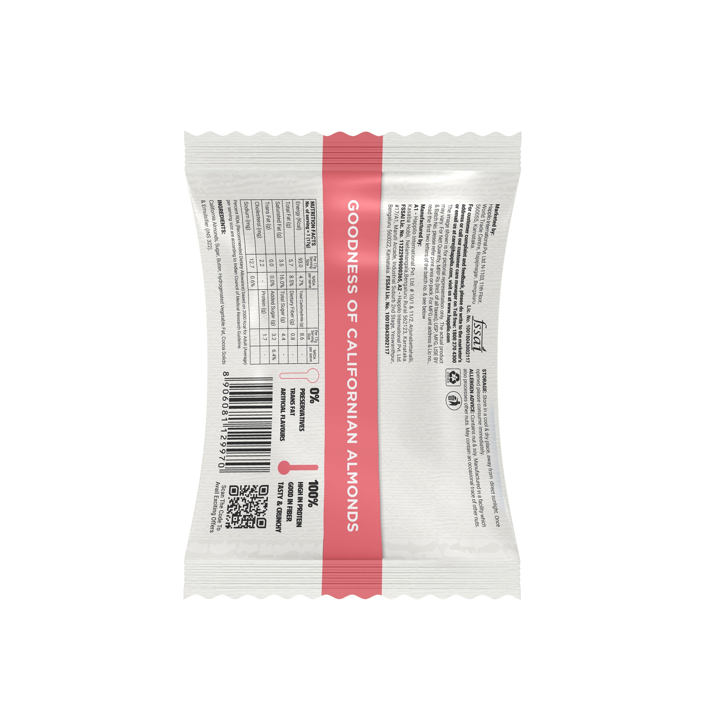 Happilo Premium Almond Brittle Celebrations Pack 204g (17gX12)