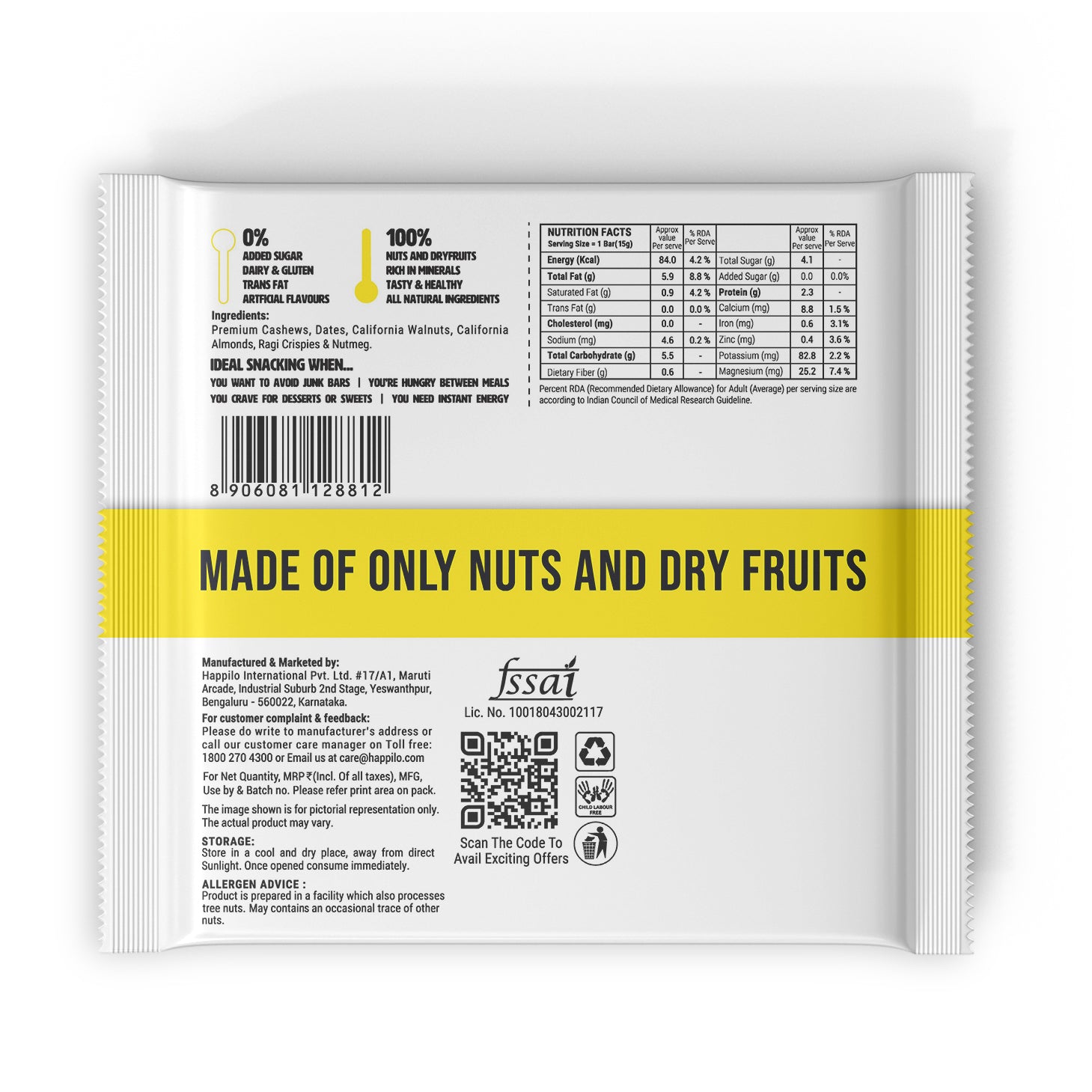 Walnuts Celebration Mini Dry Fruit Bar (12x15g)