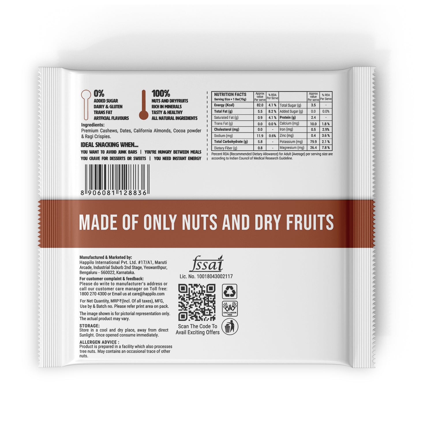 Choco Almonds Celebration Mini Dry Fruit Bar (12x15g)