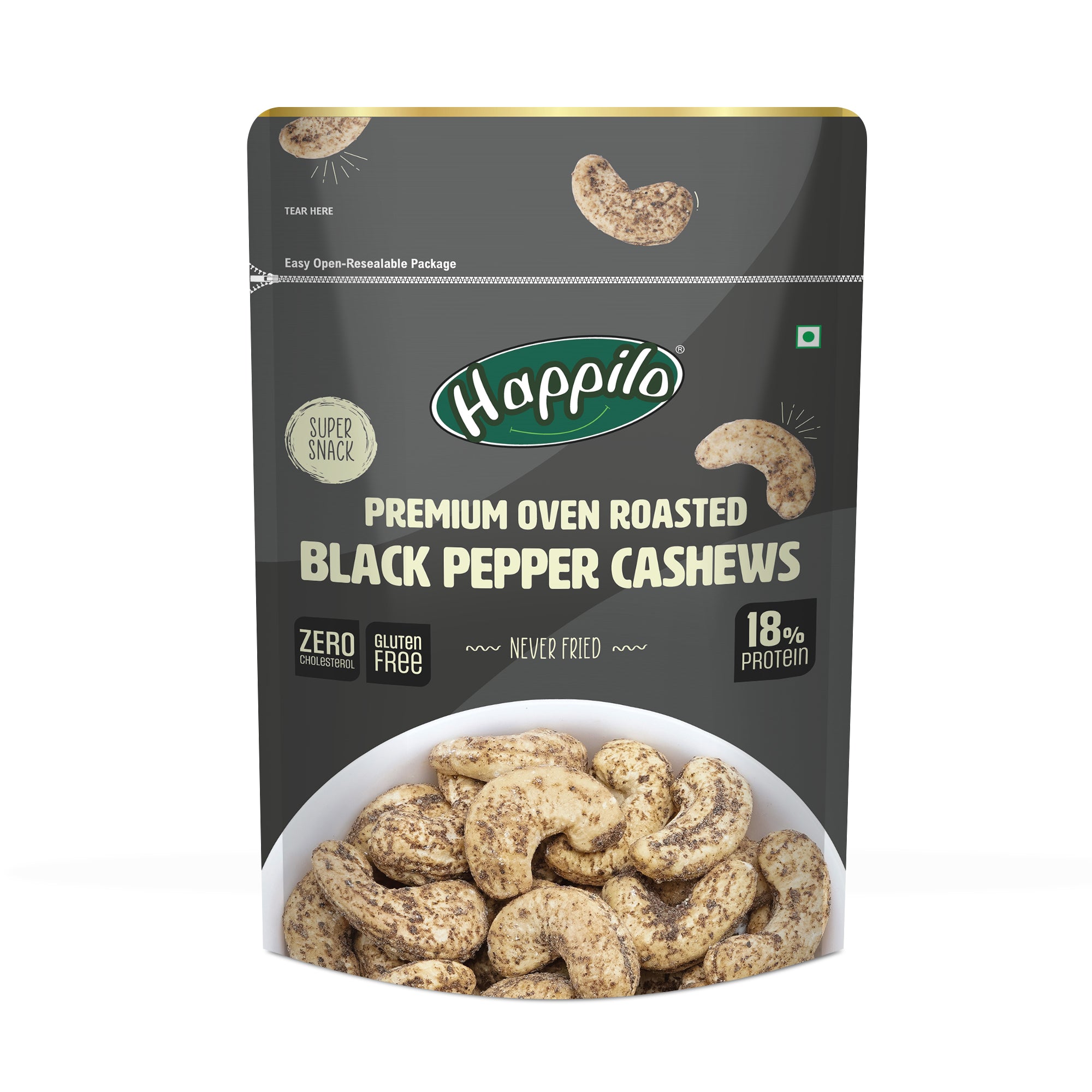 Happilo Premium Oven Roasted Cashews - Black Pepper