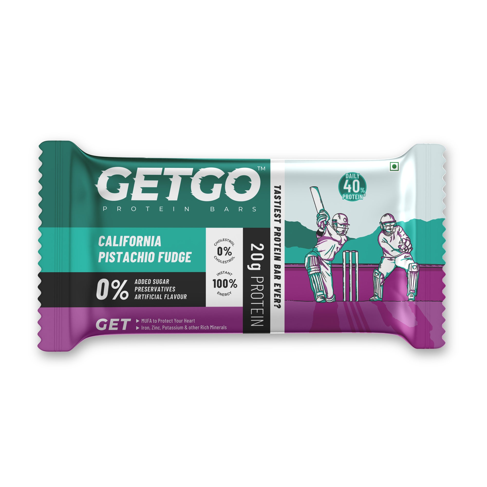 GetGo California Pistachio Fudge Protein Bar 85g