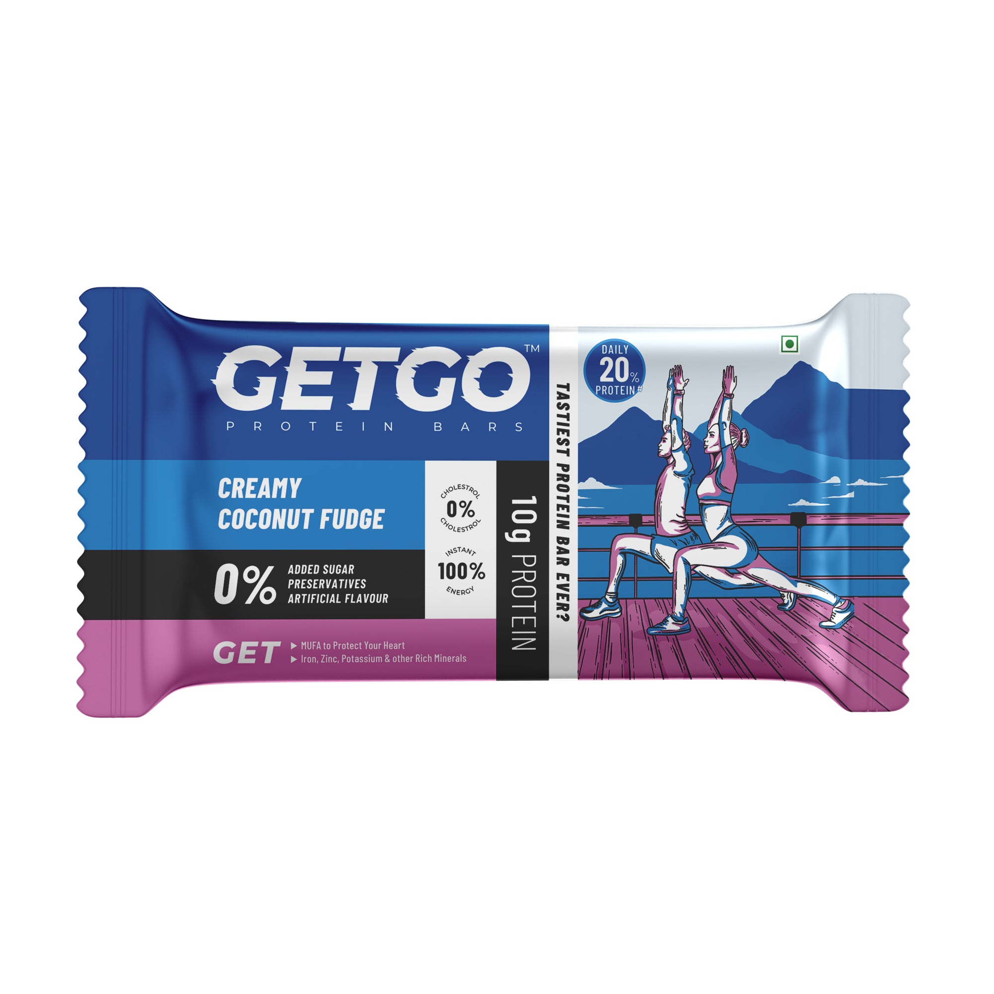 GetGo Indian Creamy Coconut Fudge Protein Bar 43g