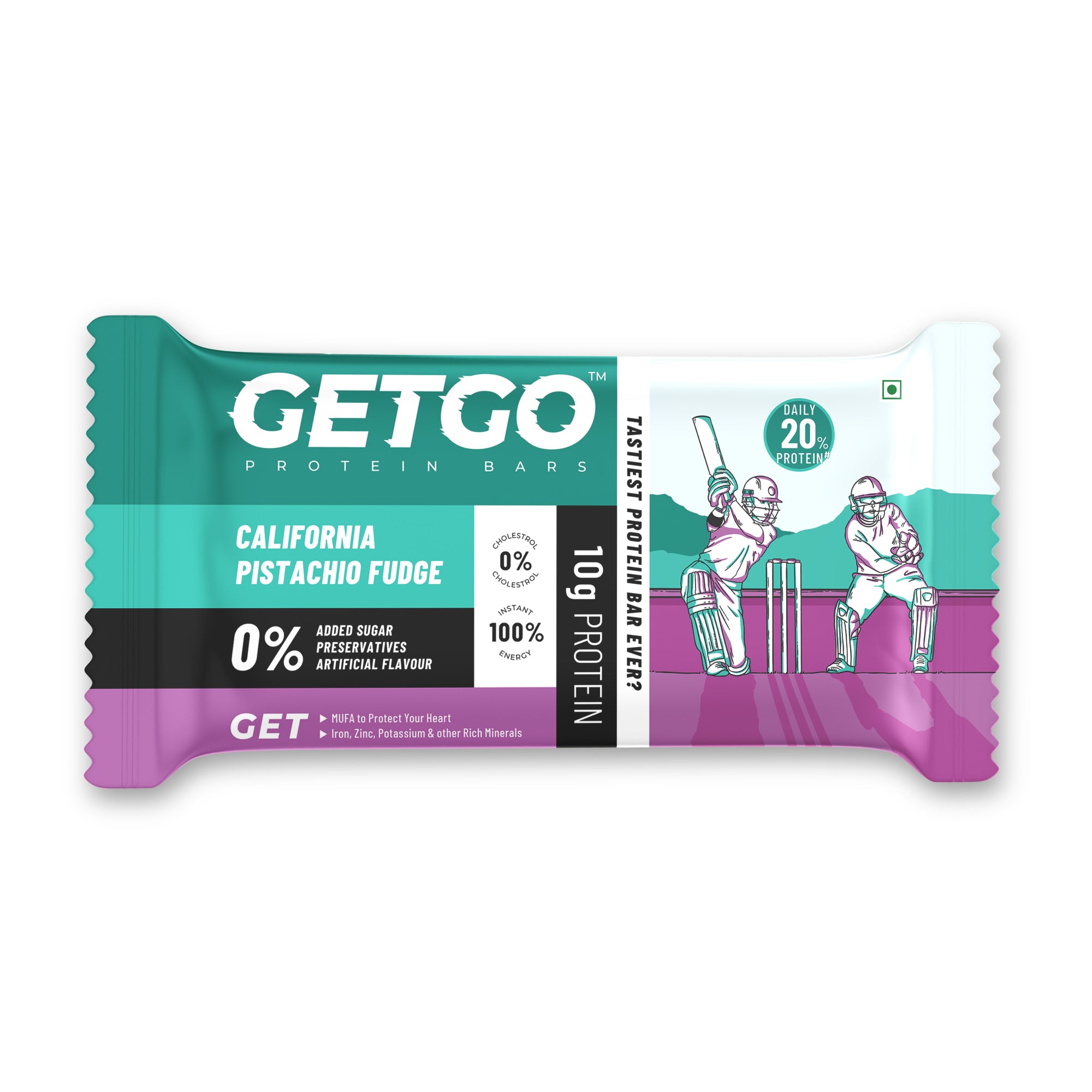 GetGo California Pistachio Fudge Protein Bar 43g