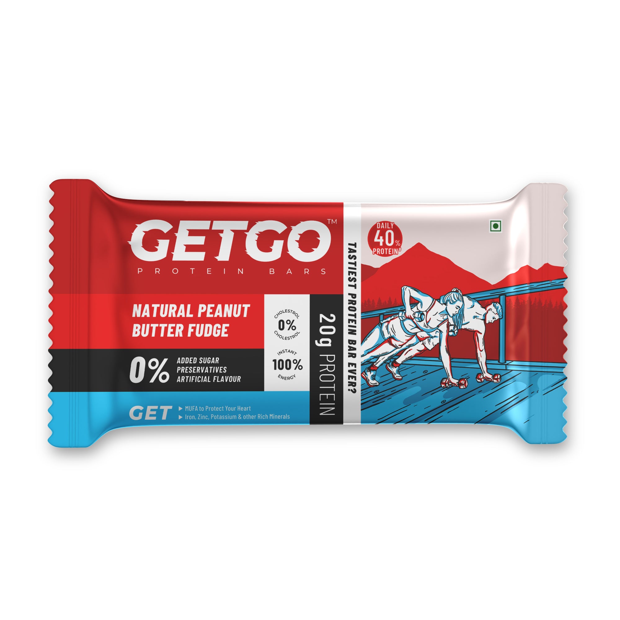 GetGo Natural Peanut Butter Fudge Protein Bar 85g