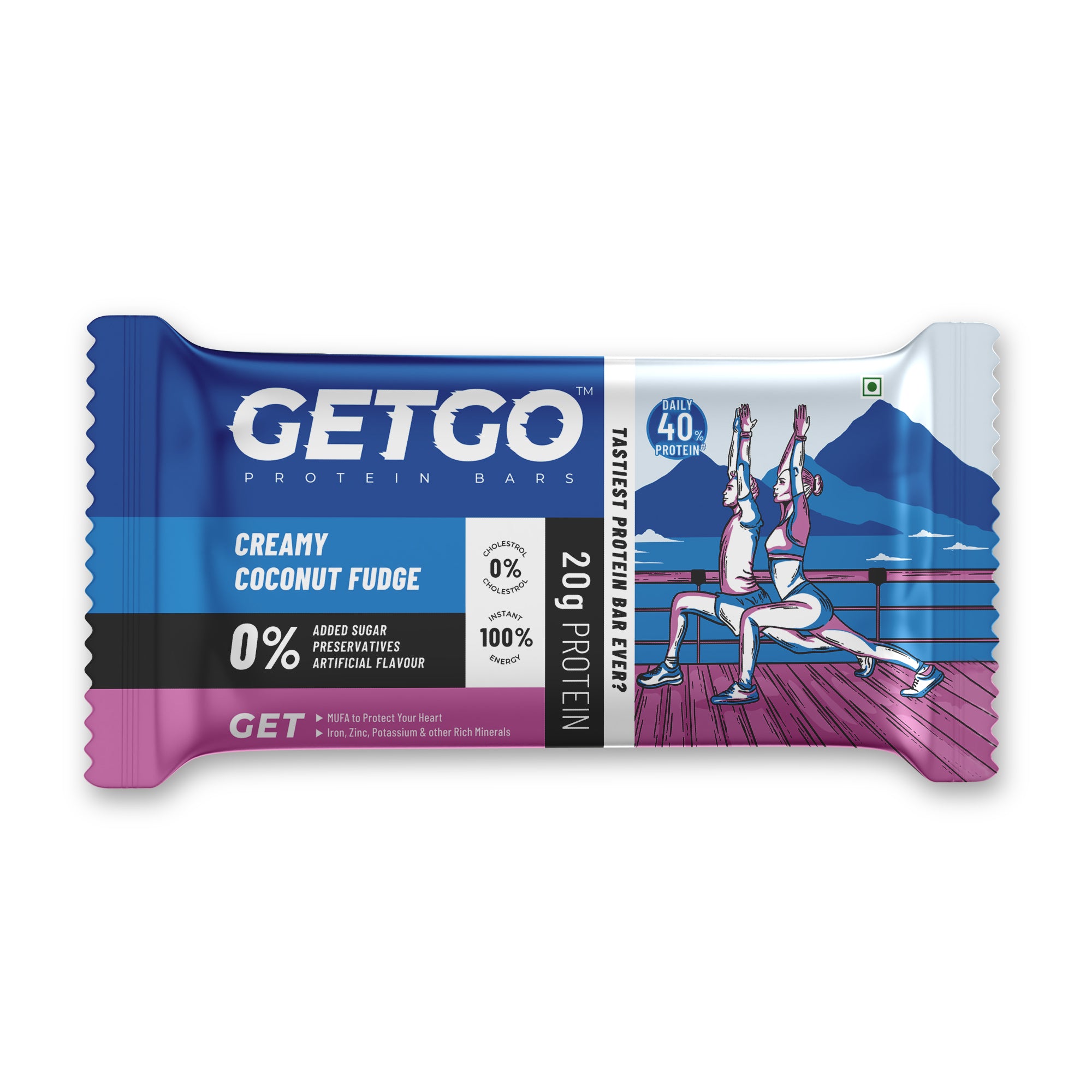 GetGo Indian Creamy Coconut Fudge Protein Bar 85g