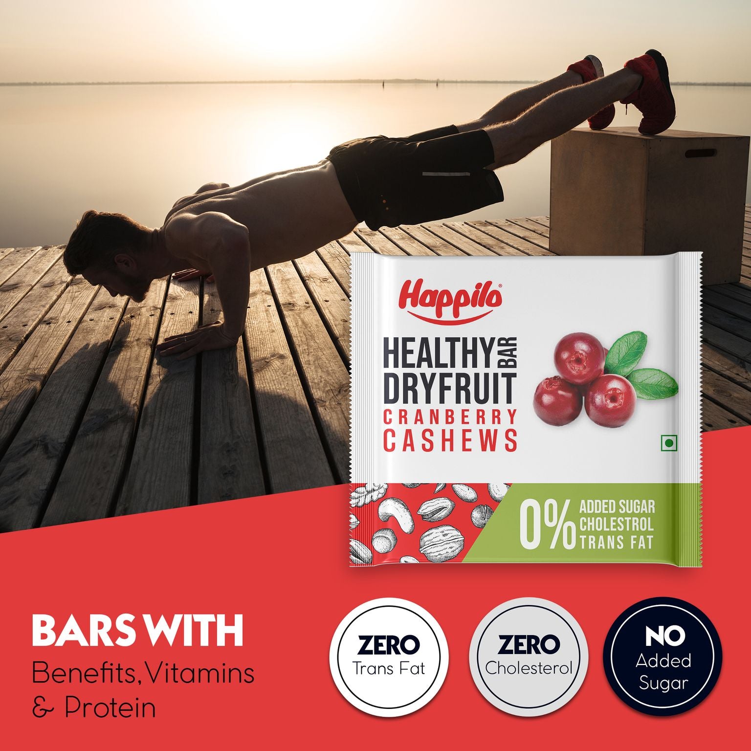 Happilo Dry Fruit Bar Combo 540g (Cranberry Cashew, Rose Almond, Walnut, Pistachios, Choco Almond & Blueberries Each 15g*6pcs)